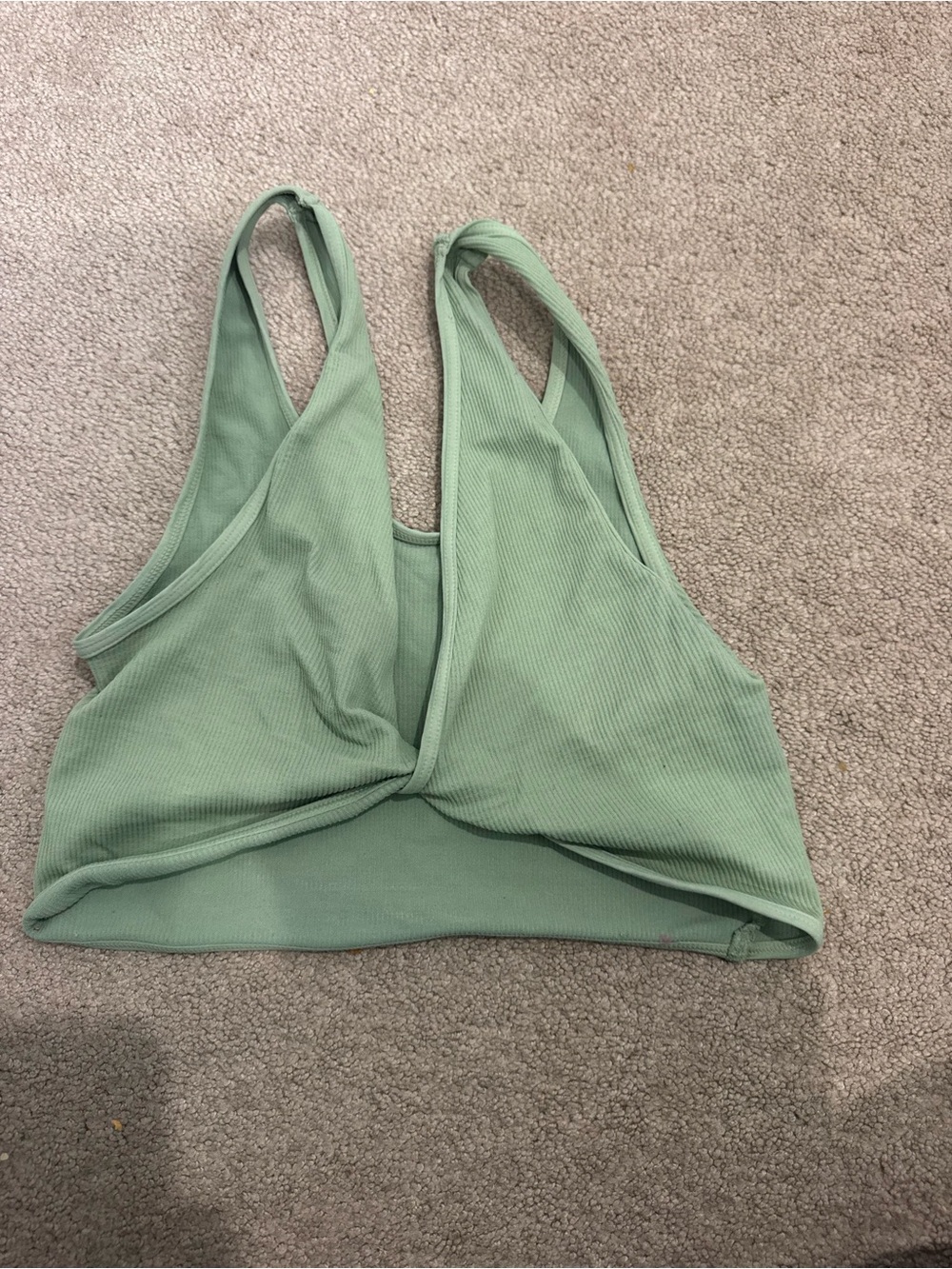 Women's Ribbed Twist-Front Crop Top - Sage Green